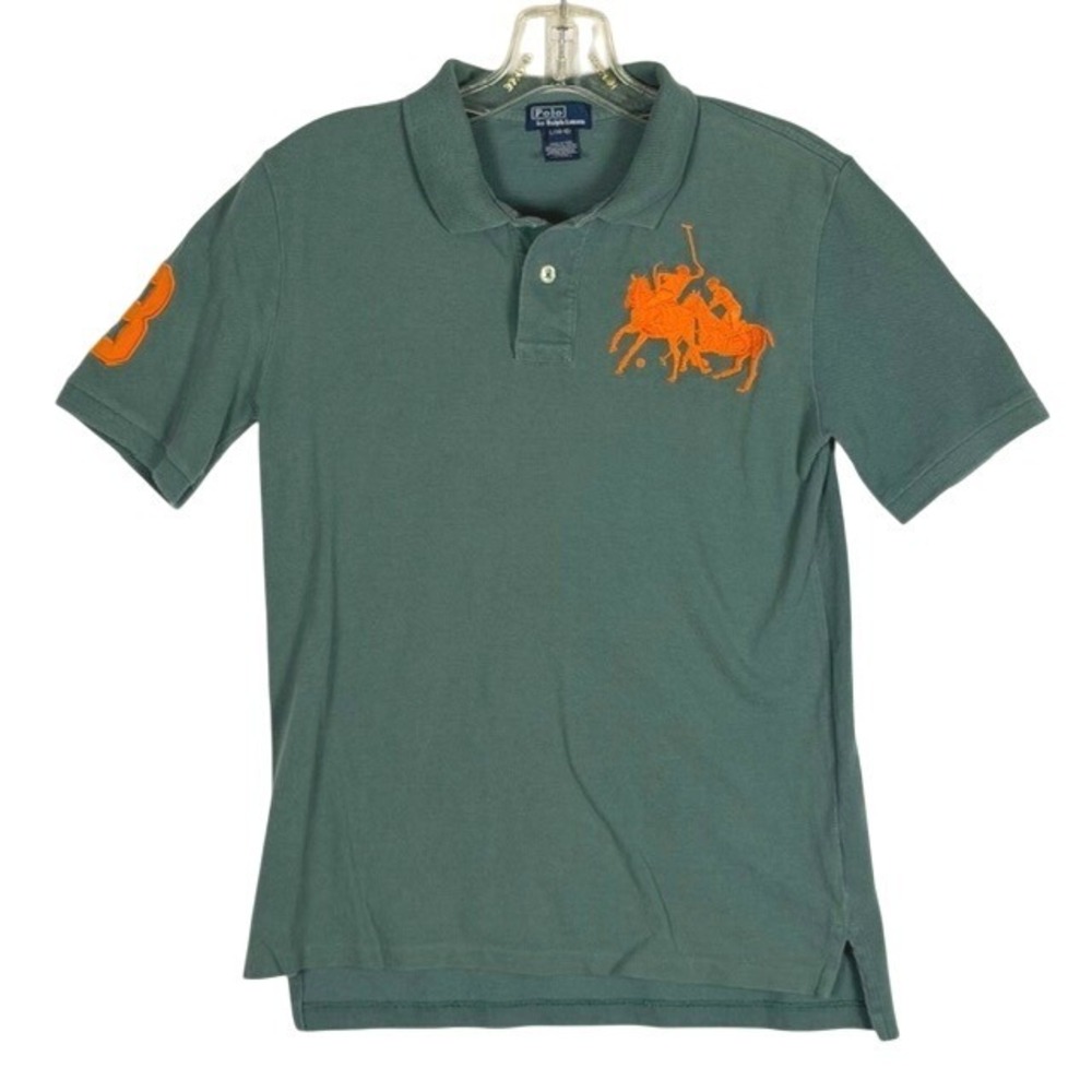 Polo Ralph Lauren Kids Big Pony Match Polo Shirt Green Size L 14-16 Short Sleeve